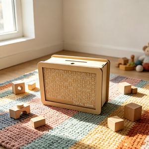 Tirelire en bois vintage <span class=keywords><strong>de</strong></span> style européen pour enfants avec fente <span class=keywords><strong>de</strong></span> dépôt/retirée et serrure à combinaison, décoration intérieure pour économies et espèces - Product Image 1