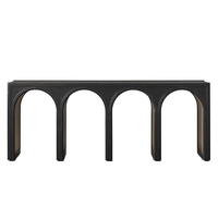 Console d'entrée moderne en bois noir et bronze, design aqueduc romain, pour hôtel, vente en gros, OEM, sur mesure.