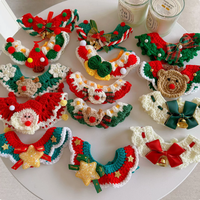 Ensemble collier et écharpe tricotés à la main en crochet pour animaux de compagnie, motif géométrique, pour petits chiens et chats, cadeaux de Noël et de fêtes