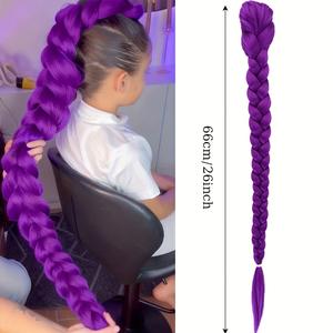 Peluca trenzada morada Rumi, cola de caballo de 66cm, 140g, fibra Kanekalon, pelo sintético resistente al calor para cosplay y uso diario - Product Image 2