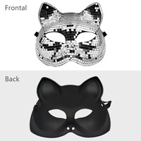 Masque Adulte Miroir Visage de Chat Mystérieux pour Fête Disco d'Halloween, en Plastique Personnalisé, Écologique, Argenté, Nouvelle Arrivée en Gros