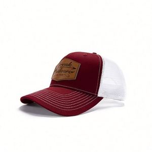 Gorras Trucker Personalizadas al por Mayor de 5 Paneles con Diseño de Australia, Perfil Alto, 2 Franjas, Malla y Logotipo de Parche de Cuero - Product Image 4