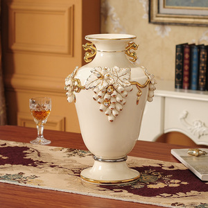 European-style <b>vase</b> ornaments <b>ceramic</b> gilt living room flower arrangement dried flower retro creative high-end luxury TV - Product Image 3