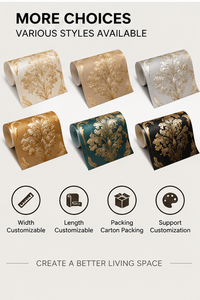 MORLENX Luxuriöse Goldgeprägte Damast-Tapete Vintage Barock Blumenmuster Strukturierte Wandverkleidung für Wohnzimmer Hotel - Product Image 4