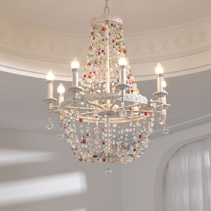Lustre en cristal de couleur moderne de style campagnard français, villa, cour, <span class=keywords><strong>salle</strong></span> de banquet pour la décoration de la maison - Product Image 3