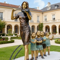 Statues en Bronze Antique grandeur nature d'enseignants enfants modèles en métal imprimés personnalisés pour décor scolaire figurines en laiton plaqué poli