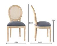 Бесплатный образец дизайнерского стула louis со спинкой из тростника (шестигранный тростник) и тканевым сидением для индивидуального использования, деревянный французский обеденный стул