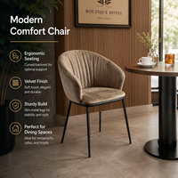 Chaises de salle à manger à dossier recueilli, forme tonneau et assise en velours fauve pour restaurant de centre commercial, restaurant de promenade et café de bord de mer