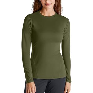 Custom Womens Thermal Long Sleeve Baselayer Lightweight Fitted Warm Athletic <b>Top</b> Cold Weather Workout Shirt - Product Image 1