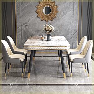 Mesa de comedor rectangular de mármol moderna de lujo con juego de sillas 4 6 8 plazas comedor muebles de sala de estar diseños elegantes - Product Image 4