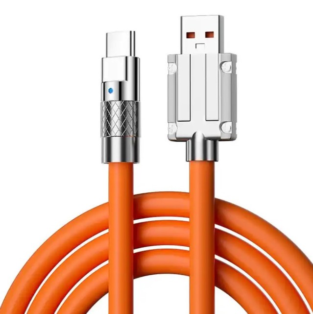1m Zinc Alloy USB C Cable Super Fast 6A 120W Charge Smart Data Cable for Android Phones Printers USB2.0 Type Popular Style