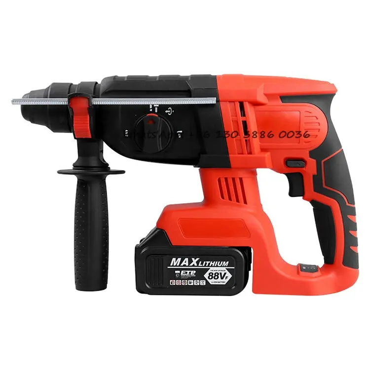 Home Lithium Electric Demolition Hammer Heavy Duty Industrial Grade Brushless Rechargeable Wireless Pickaxe Impact Breaker Drill