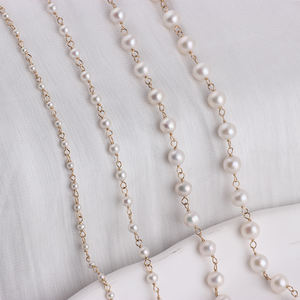 14k सोने से भरी केबल चेन चेन 2-7 मिमी सफेद गोल पानी के ताजा मोती के लिए ताजा मोती - Product Image 5