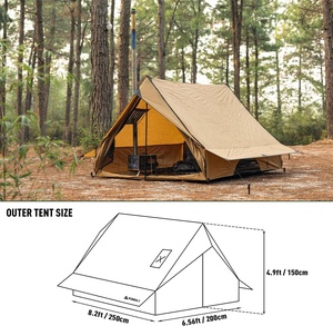Tente de <span class=keywords><strong>camping</strong></span> carrée quatre saisons Hot Cabin <span class=keywords><strong>Chalet</strong></span> 70 Pro, tente murale portable avec cheminée, deux poteaux, pour 2-3 personnes, randonnée - Product Image 3