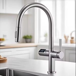 Robinet de <span class=keywords><strong>cuisine</strong></span> monocommande en acier inoxydable avec douchette extractible pivotante à 360°, fonction <span class=keywords><strong>eau</strong></span> chaude et froide, économiseur <span class=keywords><strong>d</strong></span>'<span class=keywords><strong>eau</strong></span> et anti-brûlure - Product Image 5