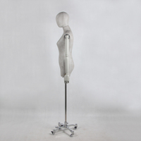 Mannequin de couturière en cuir suédé gris pour femme, buste demi-corps pour l'affichage des vêtements