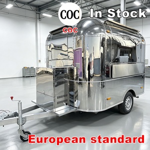 Remorque alimentaire rétro en acier inoxydable à essieu unique, camion de restauration mobile pour les vendeurs de marché - Product Image 1