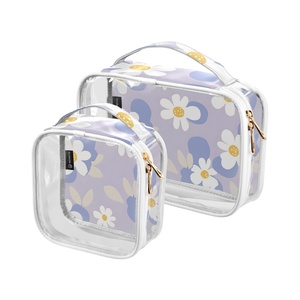 2-PACK Hawaiian Custom Puakenikeni Flower Clear Pvc Make up <b>Bag</b> Transparent Cosmetic <b>Bag</b> for Woman Travel - Product Image 1