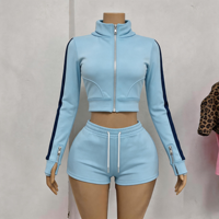 Ensemble Lounge Haut et Short en Maille Gaufrée Personnalisé avec Logo, Manches Longues, pour Femme, Tenue Décontractée Automne 2026, Coton Spandex