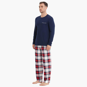 Men <b>Christmas</b> <b>Pajama</b> Sets Custom Bamboo Plaid Sleepwear Pants Pj Set Bamboo Loungewear Set - Product Image 3