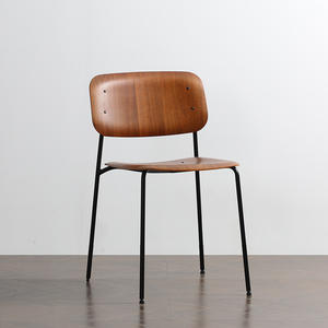 Modern Wooden Dining Chair With Metal Legs <b>Backrest</b> For Home Study Use - Product Image 1