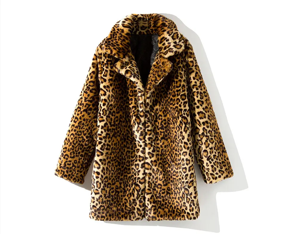 Veste à imprimé léopard pour femme, Cardigan d'hiver en fausse fourrure, manteau de luxe chaud à manches longues, fourrure artificielle en peluche, hauts d'extérieur