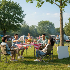 Groothandel 3-traps verstelbare hoogte plastic opklaptafel rechthoekig buiten draagbaar camping picknick opklaptafel - Product Image 6