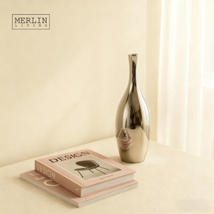 <span class=keywords><strong>Vase</strong></span> en céramique de luxe moderne Merlin Living, effet miroir argenté et doré, pour la décoration de la maison, ensemble de petits vases métalliques pour fleurs - Product Image 2