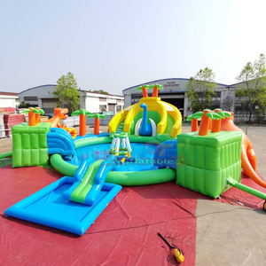 Parque acuático inflable gigante de calidad comercial para exteriores, tobogán acuático con forma de dinosaurio Vocalno con piscina. - Product Image 6