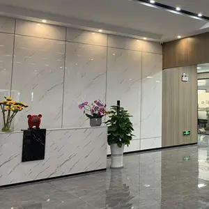 Bamboo and wooden fiber 9mm solid panel WPC background wall panel white marble Carraba wpc interior wall flat panel