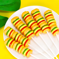 Nuevas Golosinas Halal de Halloween al por Mayor, Piruletas en Barra con Forma de Hamburguesa BBQ Agridulce, Gominolas Masticables de Gelatina Suave y Afrutada
