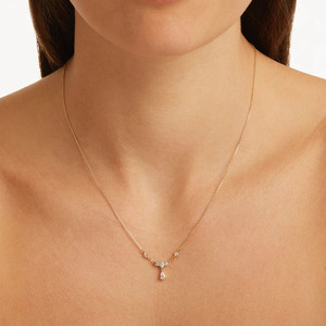 <span class=keywords><strong>Collier</strong></span> en or 18 carats avec diamant de laboratoire Silent Bloom, <span class=keywords><strong>collier</strong></span> en argent sterling 925, sans ternissement, ensemble de boucles d'oreilles fines, personnalisation - Product Image 2