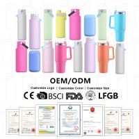 Nuevo Vaso Térmico de Acero Inoxidable 18/8 de Doble Pared de 40 oz con Asa y Pajita para Exteriores