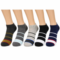 Chaussettes courtes en coton rayées pour hommes, douces, respirantes, décontractées, à revers élastique, pour usage quotidien, vente en gros