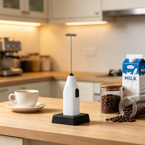 Nouveau design, batteur à œufs électrique de haute qualité, mousseur à lait sans fil avec support noir - Product Image 2