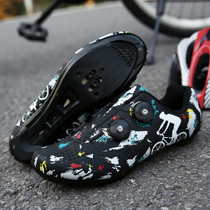 Cycling Shoes With Locks EVA Rubber Sole Mesh Lining Geometric Pattern Road Bike Mountain Bike Shoes For Men Women Athletic Fit - Product Image 3