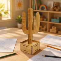 Puzzle 3D en bois en forme de cactus, modèle à assembler soi-même, support de rangement de bureau, décoration de la maison, cadeau artisanal éducatif