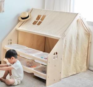 Tenda interna in legno per <span class=keywords><strong>bambini</strong></span>, castello principessa, ragazzi e ragazze che dormono e giocano a casa giocattolo - Product Image 3