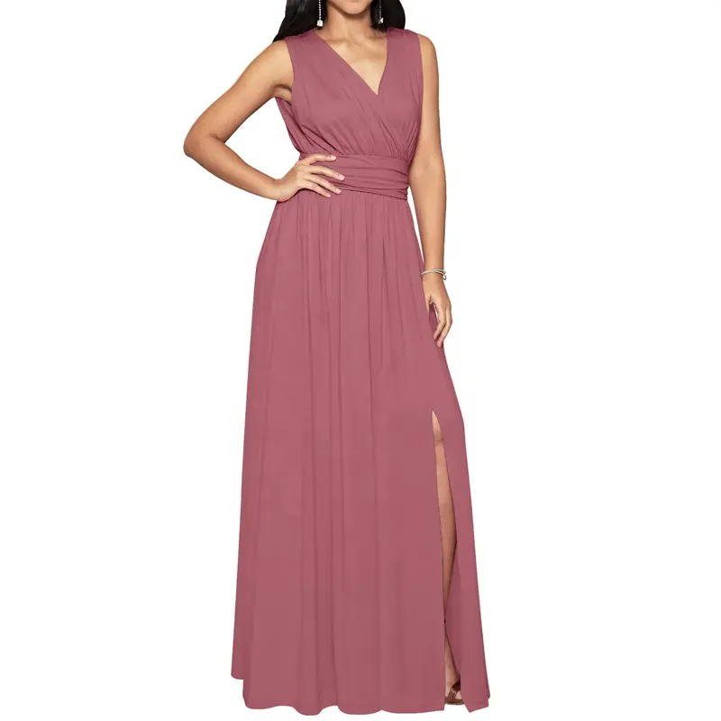 2022 Summer New Womens V-neck Sleeveless Bridesmaid Cocktail Long Evening Maxi Dress