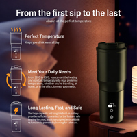 Taza de Agua Caliente Inalámbrica Portátil de Gran Capacidad de 450 ml, Taza Inteligente para Automóvil con Temperatura Constante