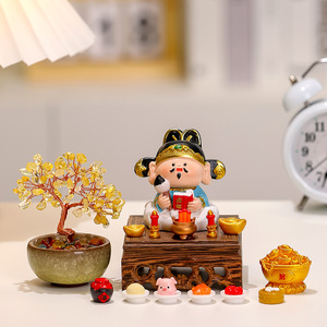ชุดเครื่องประดับเรซิ่นรูปเทพเจ้าแห่งความมั่งคั่งน่ารัก หลายชิ้น ตกแต่งโต๊ะทำงานตามหลักฮวงจุ้ย ของขวัญปีใหม่จีน อุปกรณ์สำนักงาน - Product Image 3