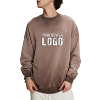 Sweat-shirt pour homme à col rond décontracté et délavé, logo personnalisé, 430g, couleur délavée, sweat-shirts à capuche pour homme
