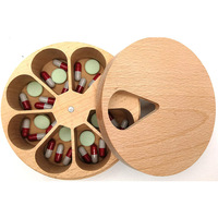 Offre spéciale ronde 7 jours quotidien Portable bambou vitamine pilulier support organisateur étuis de rangement conteneur de médicaments