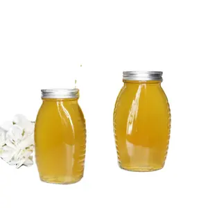 Bee Shape Glass Queenline 500g Honey Container Glass Jar With Metal Screw Top Lids