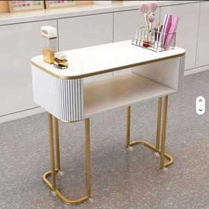 <b>White</b> Japanese Glass Single Light Luxury Simple Manicure Table Storage Folding Nail Table - Product Image 5