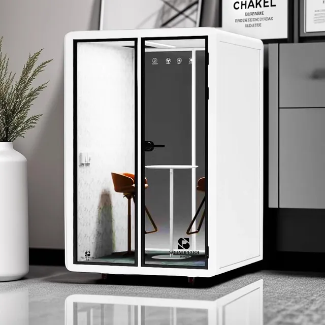 Modern Mobile Phone Booth for Live Streaming Office Reception Sleep Cabin Home Karaoke Piano Room-Soundproof for Silent