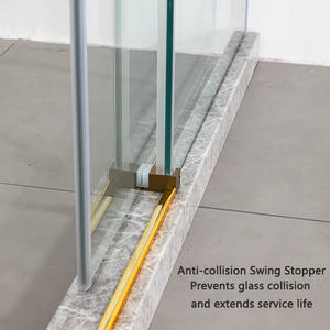 Anti-botsing enkelvoudige glazen douchedeur met frame, goudkleurig roestvrij staal, modern design, 2 jaar garantie, geschikt voor hotels - Product Image 4