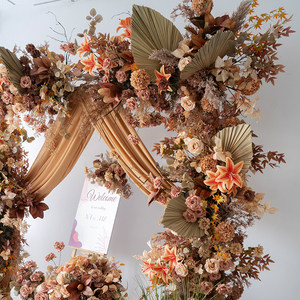 <span class=keywords><strong>Arco</strong></span> Decorativo EG-E32 para Bodas, Eventos, Cumpleaños, Propuesta de Matrimonio, Ceremonias, con Marco de Madera, Flores Artificiales, Color Café - Product Image 2