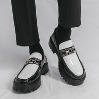 Mocassins Grande Taille 47, Chaussures Décontractées à Enfiler en PU Style Britannique pour Jeunes, Talon Plateforme Brillant Rehaussant pour l'Été