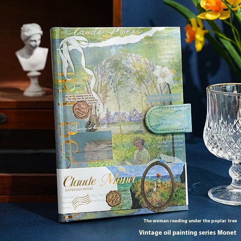 Monet-การอ่านผู้หญิงภายใต้หนังสือแม่เหล็กต้นไม้ป็อป